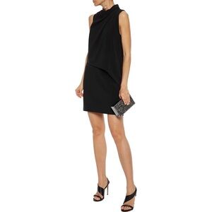 Halston NWT Elegant Sleeveless Mini Mock Neck Dress in Black Size 4